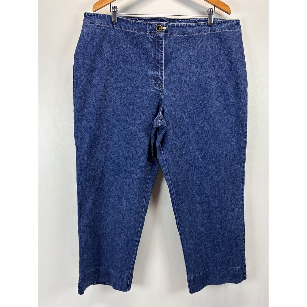 Vtg Lauren Ralph Lauren Crop Trouser Jeans Sz 20W Plus Straight Leg Unique Clasp